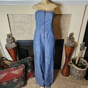 RACHEL Rachel Roy Jean Denim Wide Leg Jumpsuit. Size Medium.